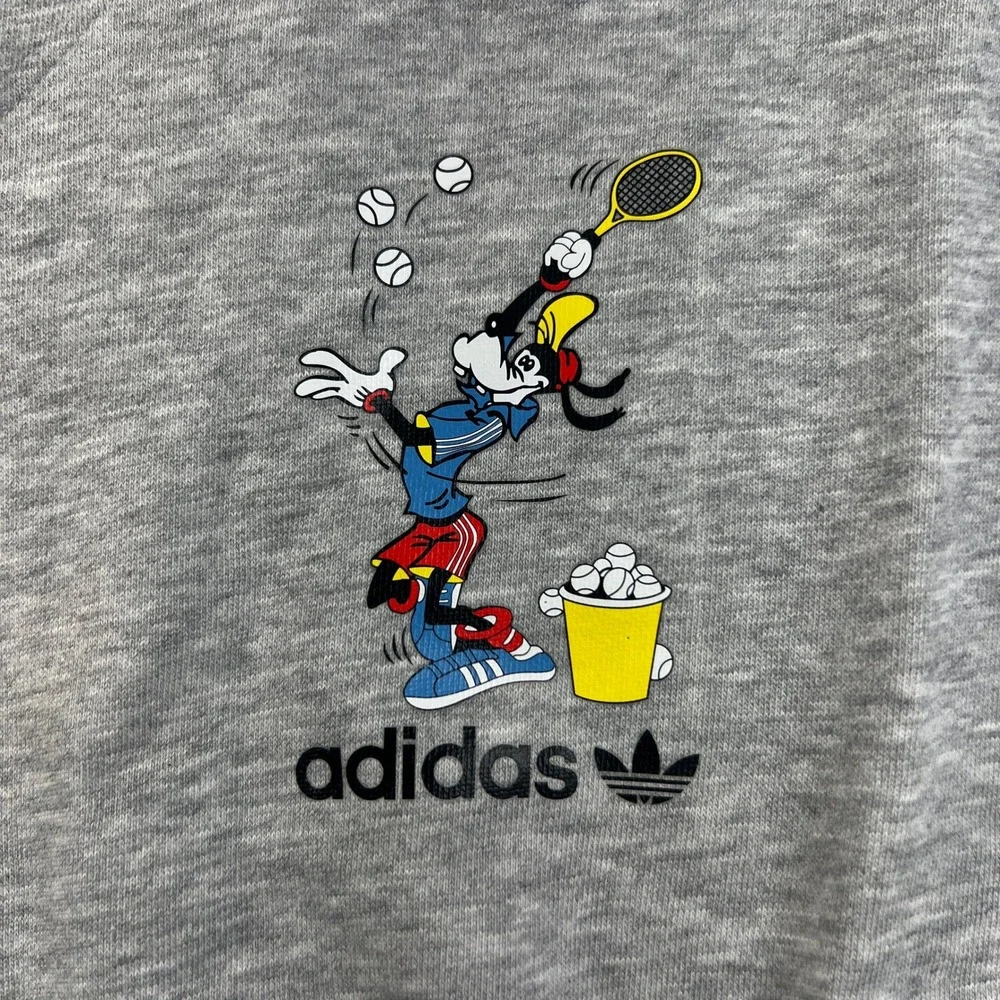 Adidas Goofy Hoodie Kids‎ 12M Gray Disney Sport Graphic Pullover Vintage NWT